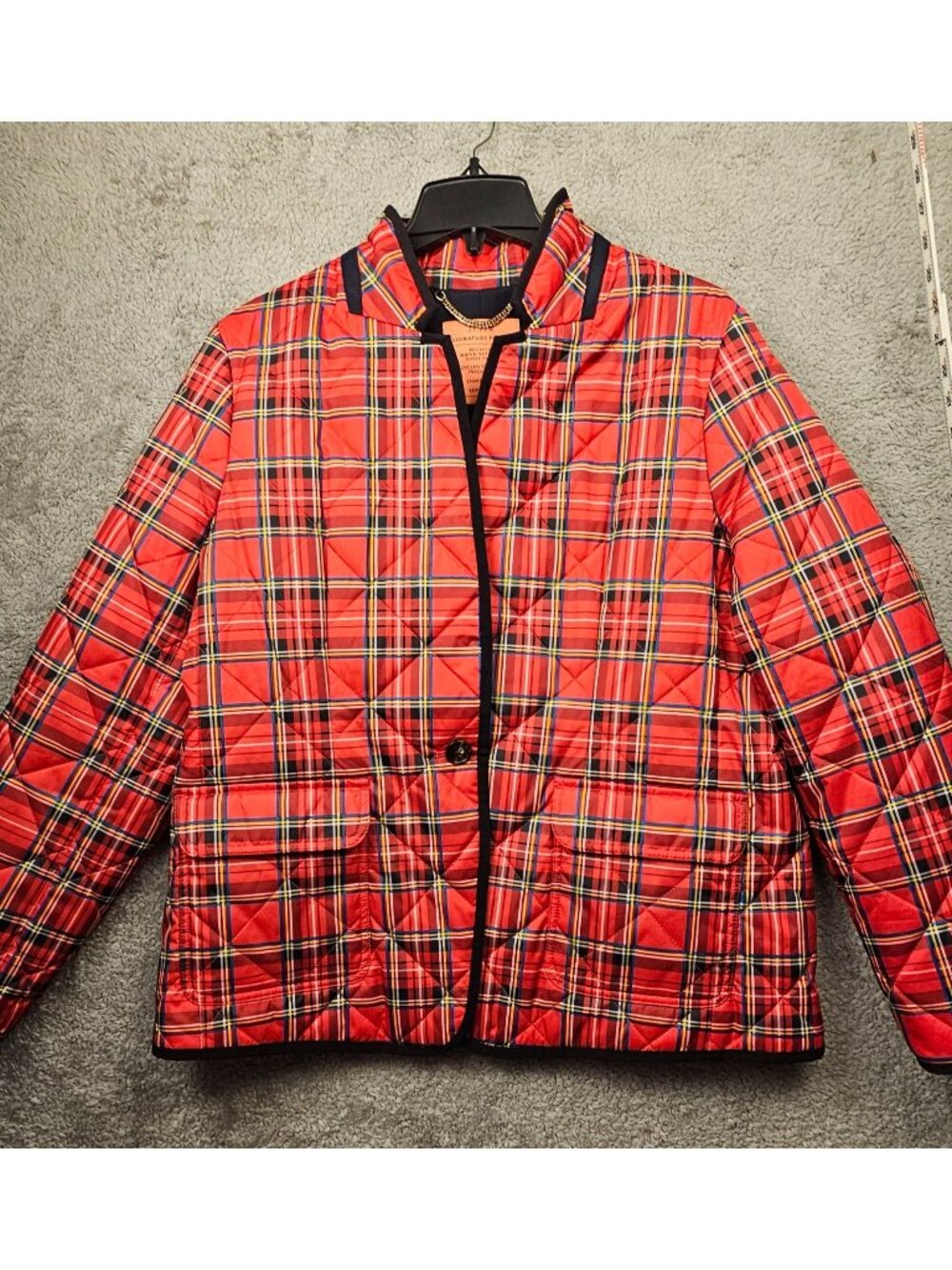 J.Crew Signature Puffer Jacket Red Plaid XL Lightweight Recycled Primaloft